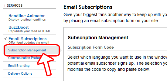 Step 2: Click on Subscription Management.