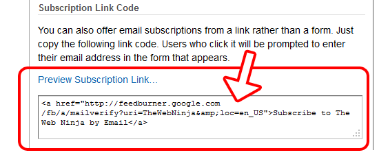 Step 5: Get the RSS Email URL.