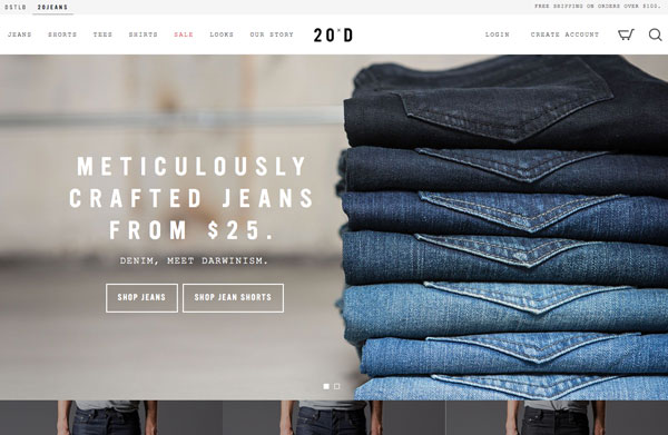 20jeans uses ghost buttons on their website.